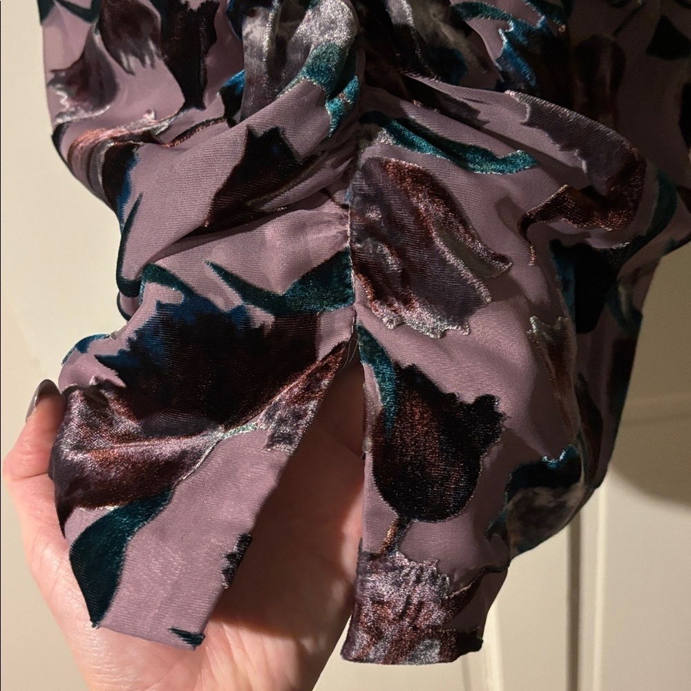BNWT Aidan mattox ruched printed velvet dress - Picture 9 of 11